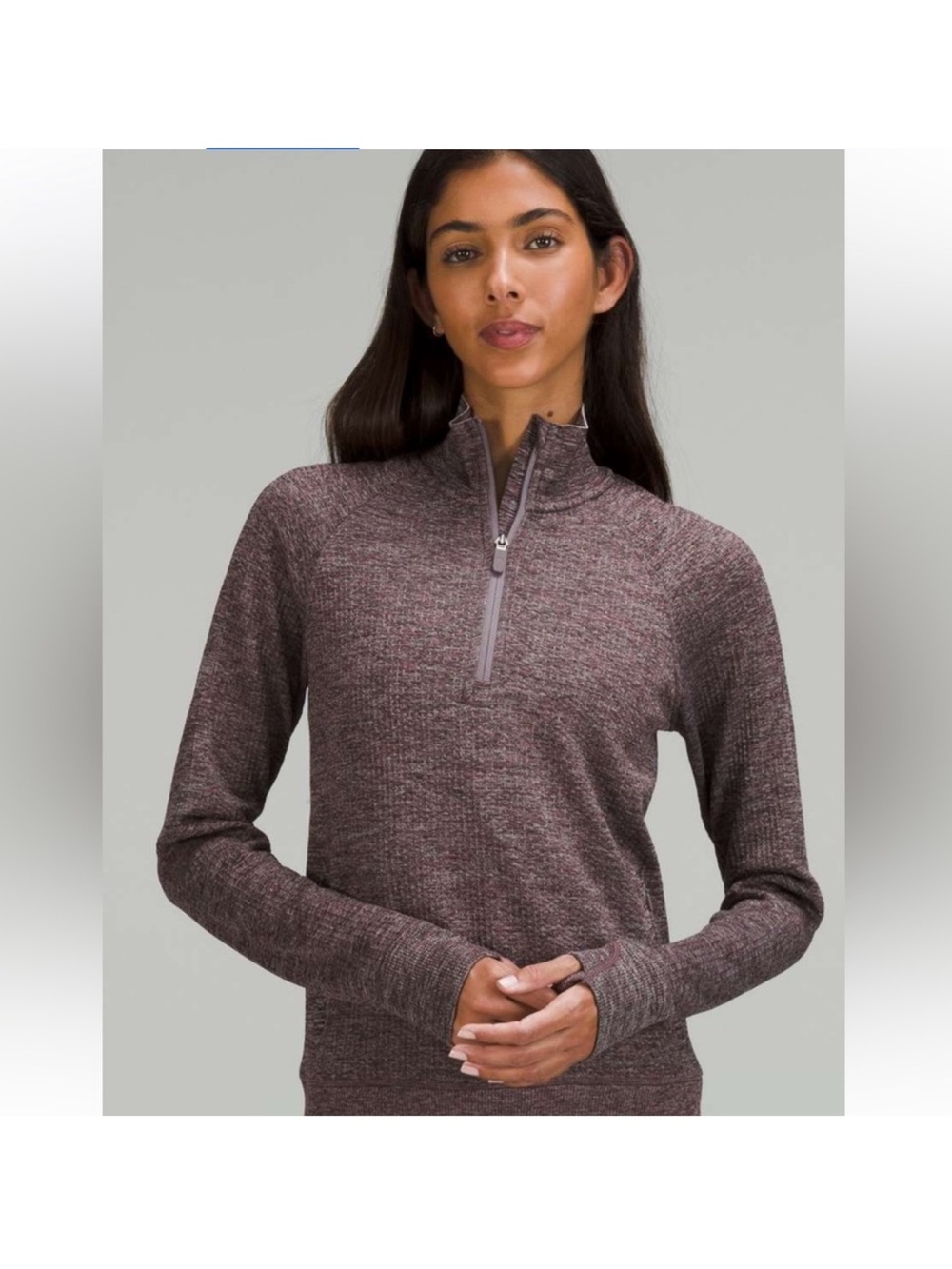 Lululemon Engineered Warmth Half Zip Women's 8 Heathered Purple Merino Athletic